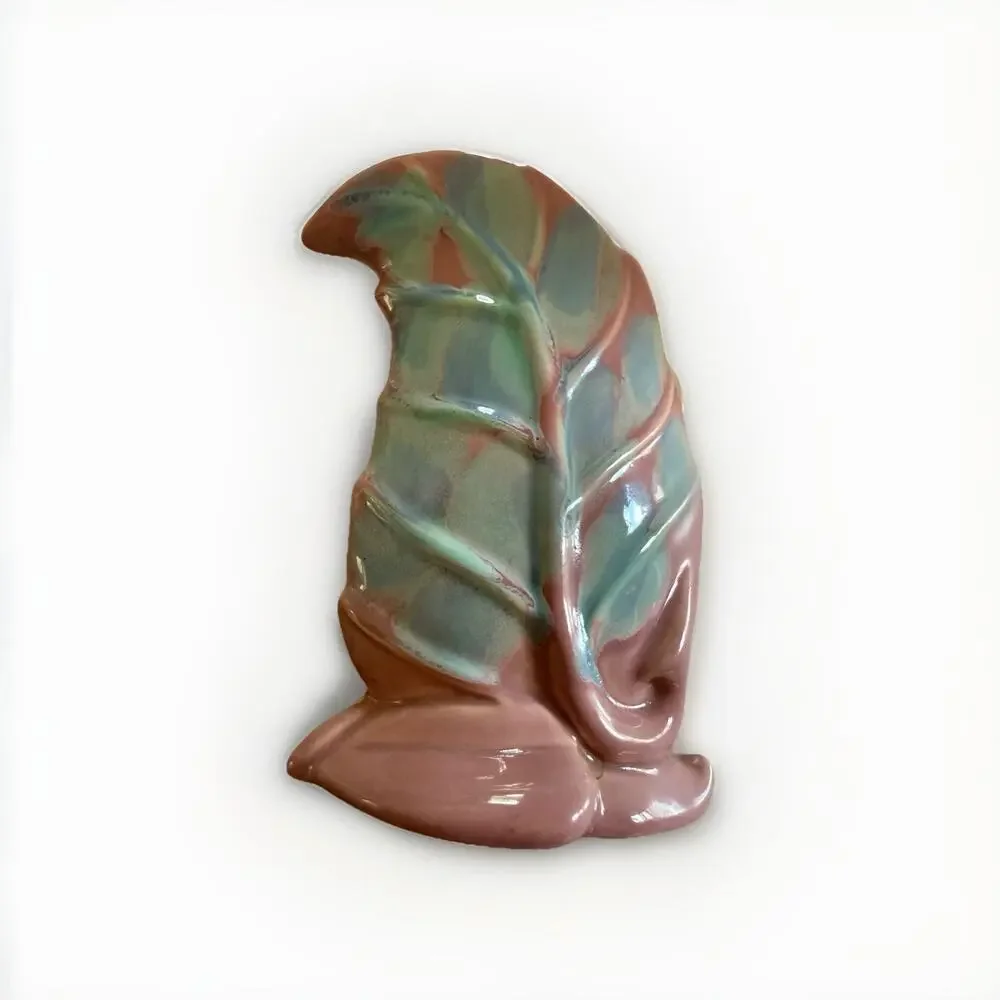 MCM Royal Haeger Leaf Vase 6x4” Marble Glaze Ceramic Vintage Mid Century